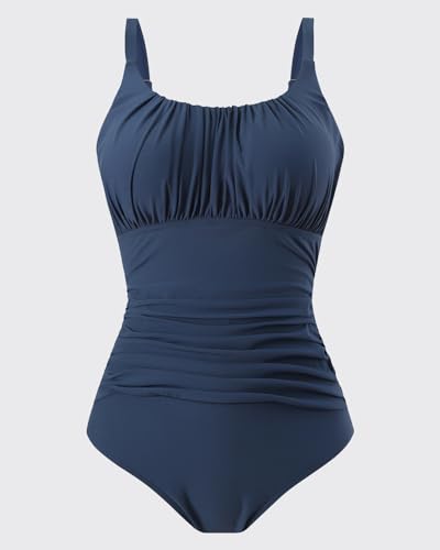 TcIFE Women's One Piece Swimsuit Ruched Tummy Control Square Neck Bathing Suits - Image 4