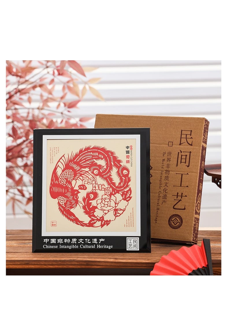 general Gifts with Chinese characteristics, DIY, Chinese style, suitable for children and adults, safe, decorative, educational games, parent-child interaction. Chinese papercut decorations, Chinese characteristic gifts (phoenix playing peony). - Image 1