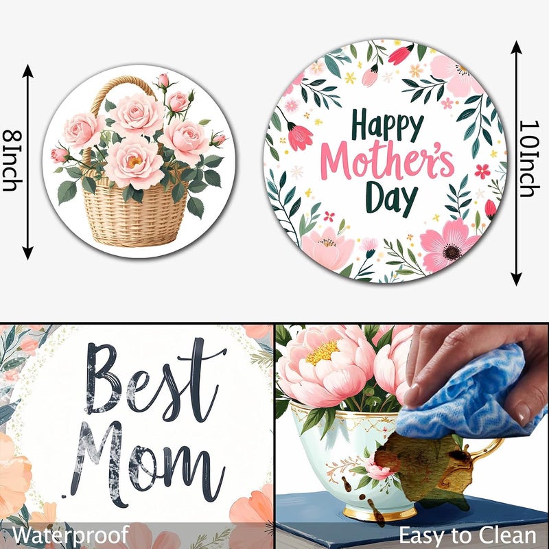 Aihonmin Best Mother Stove Covers Set of 4 Metal 8 Inch and 10 Inch Mom Kitchen Stove Decor Kitchen Home Decoration Carnation I Love Mom Electric Stove Burner Covers Range Kitchen Decorations - Image 3