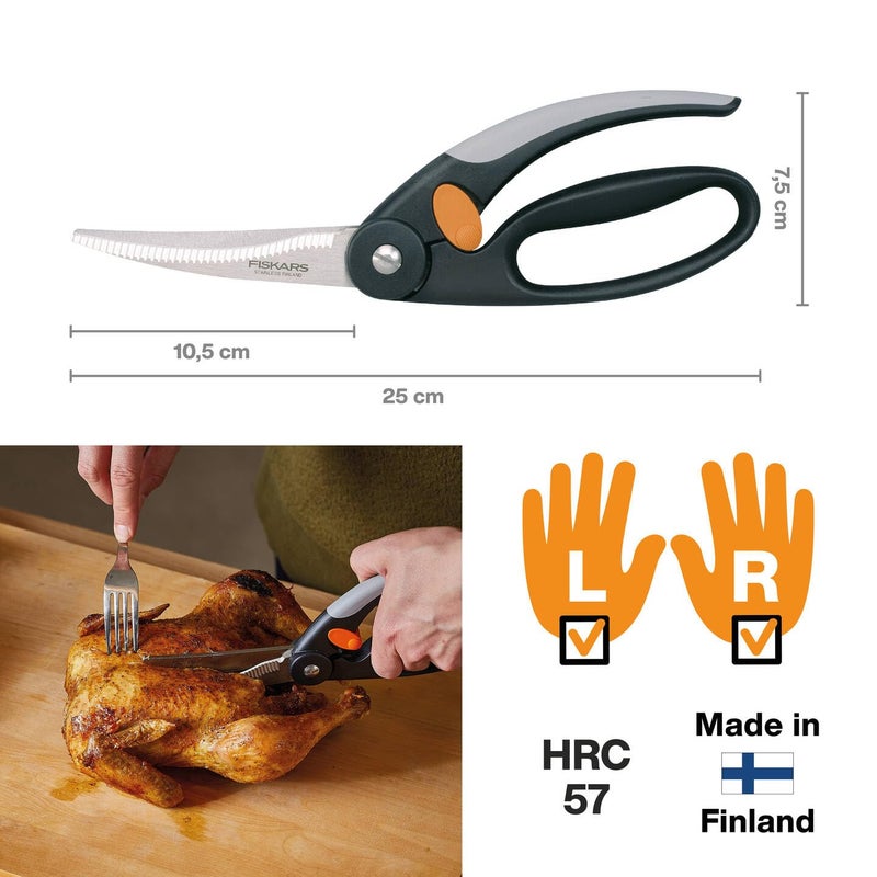 FISKARS Handle Plastic With Softgrip Blade Japanese Stainless Steel Ff Poultry Shear 25Cm 1003033 - Image 2