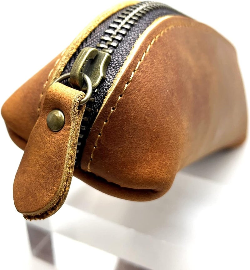 Craoopii Leather Pencil Case Pencil Bag Pouch With Zipper Pen Holders Handmade Genuine Leather For Men Women Students Businessmen And Artists Home Work Office. (Brown) - Image 3