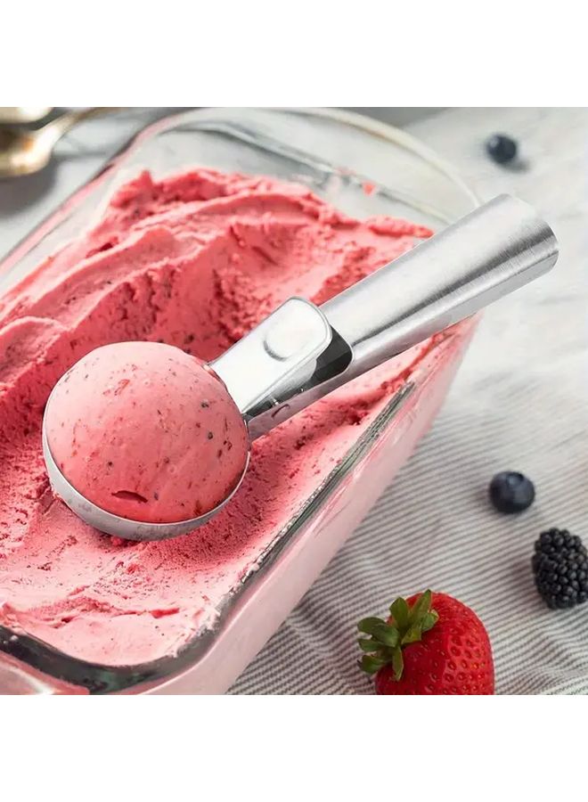 1PC Durable Stainless Steel Dual Purpose Scoop Multipurpose Kitchen Tool for Slicing Portioning and Mixing Ideal for Home Restaurant Camping Picnic BBQ - Image 2