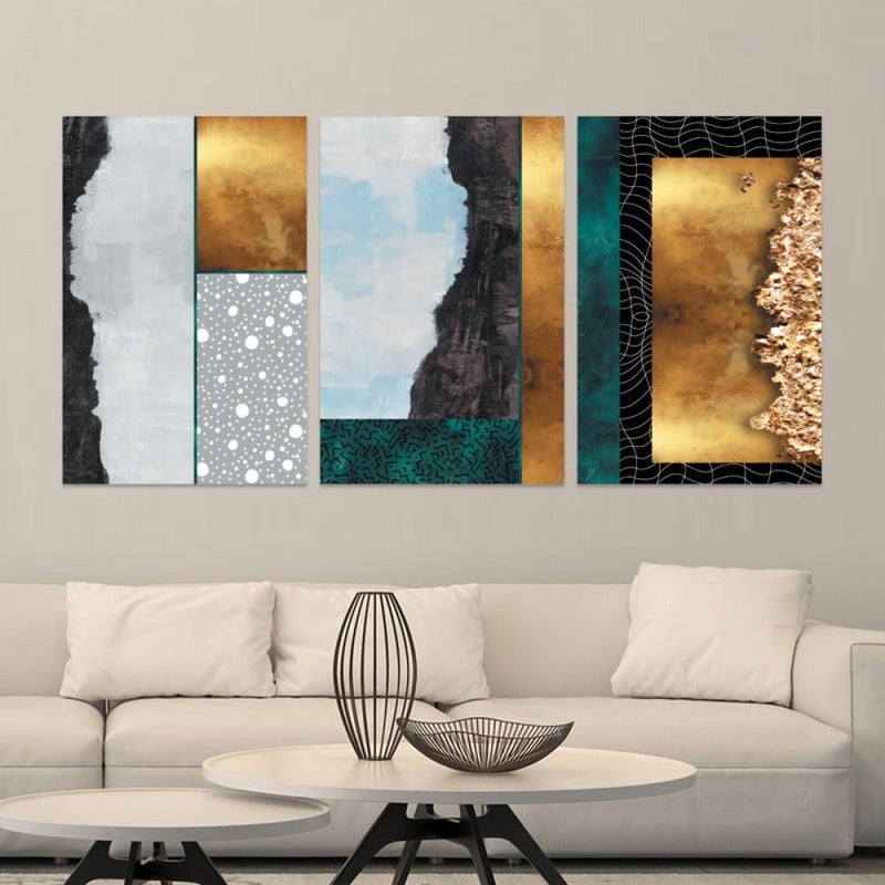 Marktna Three luxurious canvas prints with a modern design and a hollow frame, measuring (120×60), three pieces - Image 1