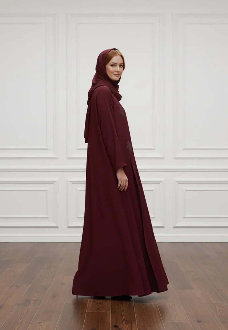 Nukhbaa  Luxurious 2-Piece Nida Abaya Set | Matching Inner Dress & Hijab Included |BarB Fabric-2P817 for Women | Best Price UAE