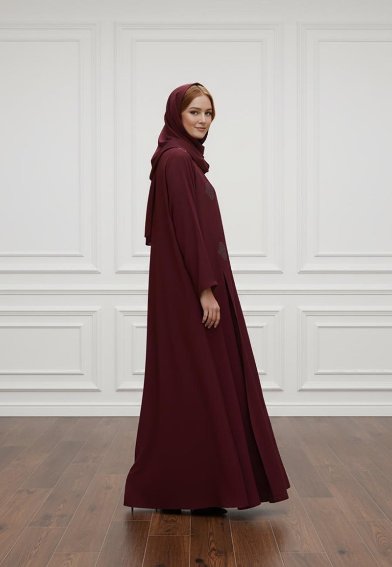 NUKHBAA Luxurious 2-Piece Nida Abaya Set | Matching Inner Dress & Hijab Included |BarB Fabric-2P817 - Image 3