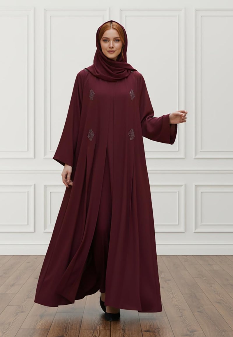 NUKHBAA Luxurious 2-Piece Nida Abaya Set | Matching Inner Dress & Hijab Included |BarB Fabric-2P817 - Image 1