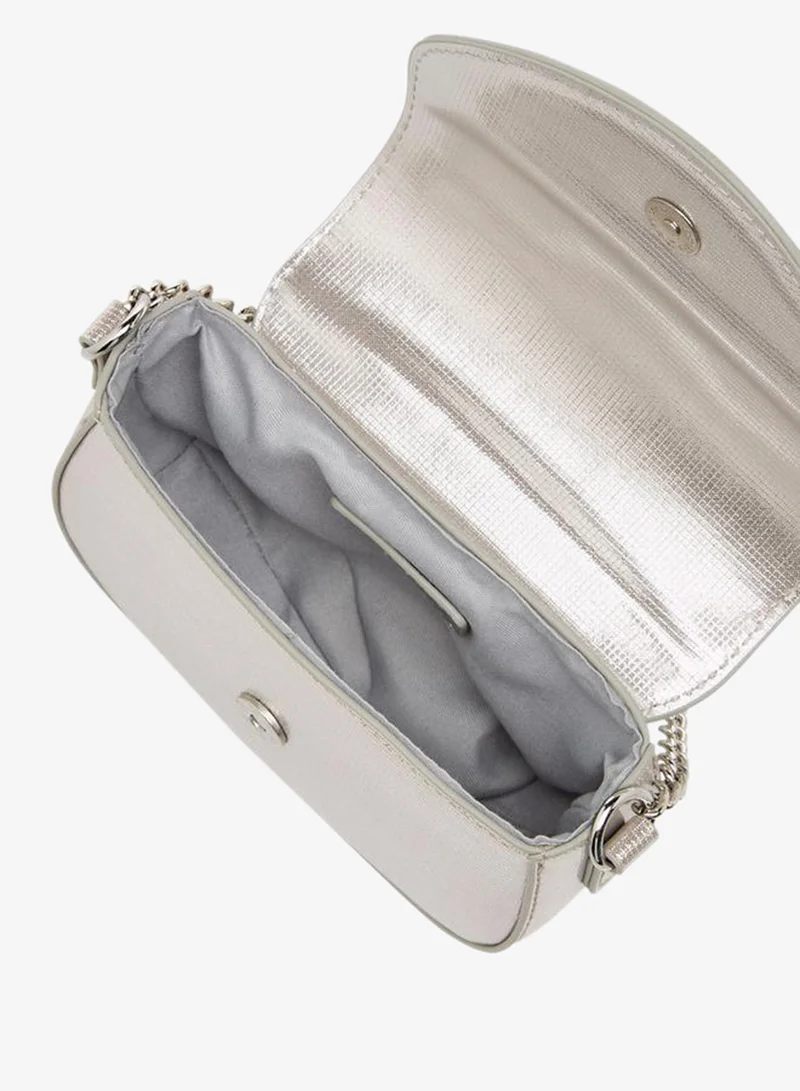 Celeste SILVER Bow Embellished Crossbody Bag with Chain Strap for Women | Best Price UAE