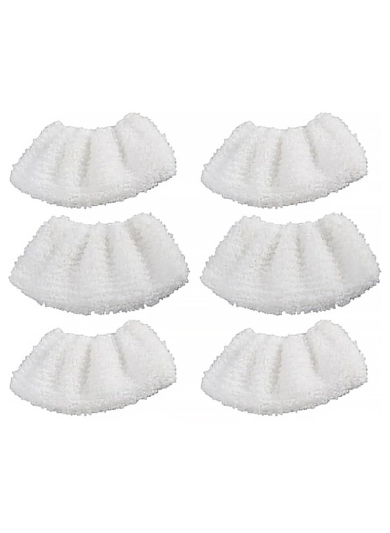 ﻿ 6Pcs Microfibre Cover,Microfiber Steam Mop Pads, Mop Pads Replacement Washable Mop Head Compatible for Karcher SC1 SC2 SC3 SC4(White)  - Image 1