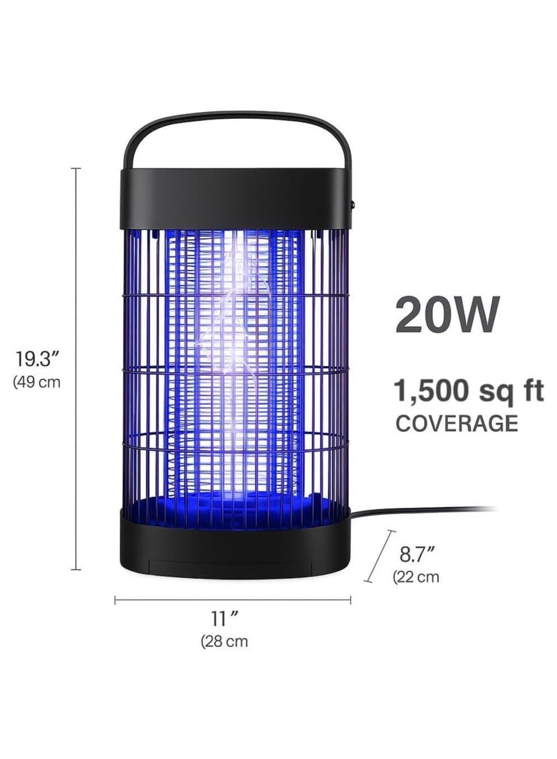 XVersion Insect killer Electric Mosquito Killer & Bug Zapper – 20W UV Insect Trap with Light Sensor | Indoor & Outdoor Fly Zapper for Home, Patio, Garden, Camping (Black) - Image 2