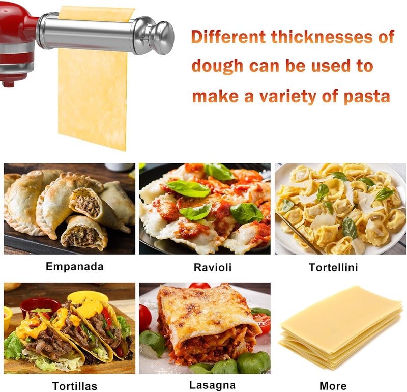 NEWSETS Pasta Roller for All KitchenAid Stand Mixer, Electric Dough Roller with 8 Different Thickness Adjustments, Stainless Steel Pasta Paker Attachment Kitchen Aid Accessories and Attachments - Image 5