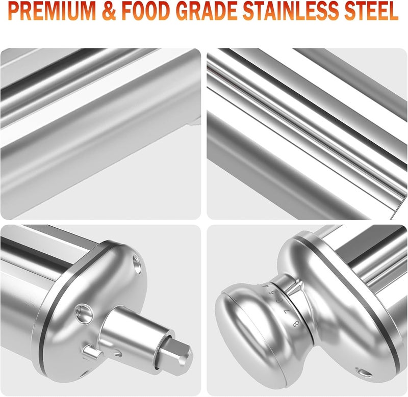 NEWSETS Pasta Roller for All KitchenAid Stand Mixer, Electric Dough Roller with 8 Different Thickness Adjustments, Stainless Steel Pasta Paker Attachment Kitchen Aid Accessories and Attachments - Image 4