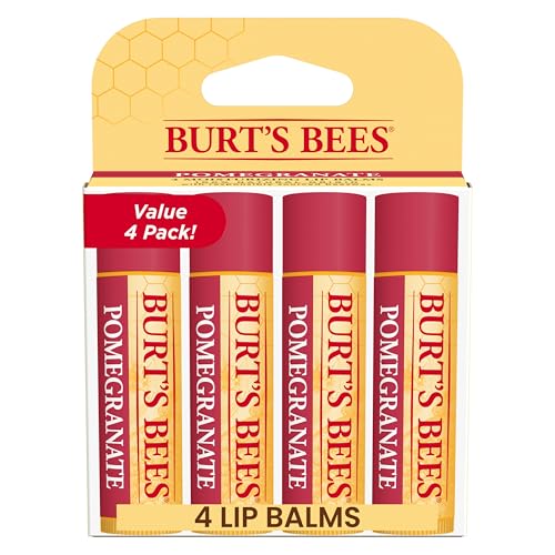 Burt's Bees Lip Balm - Pomegranate, Lip Moisturizer With Responsibly Sourced Beeswax, Tint-Free, Natural Origin Conditioning Treatment, 4 Tubes, 0.15 oz. - Image 1
