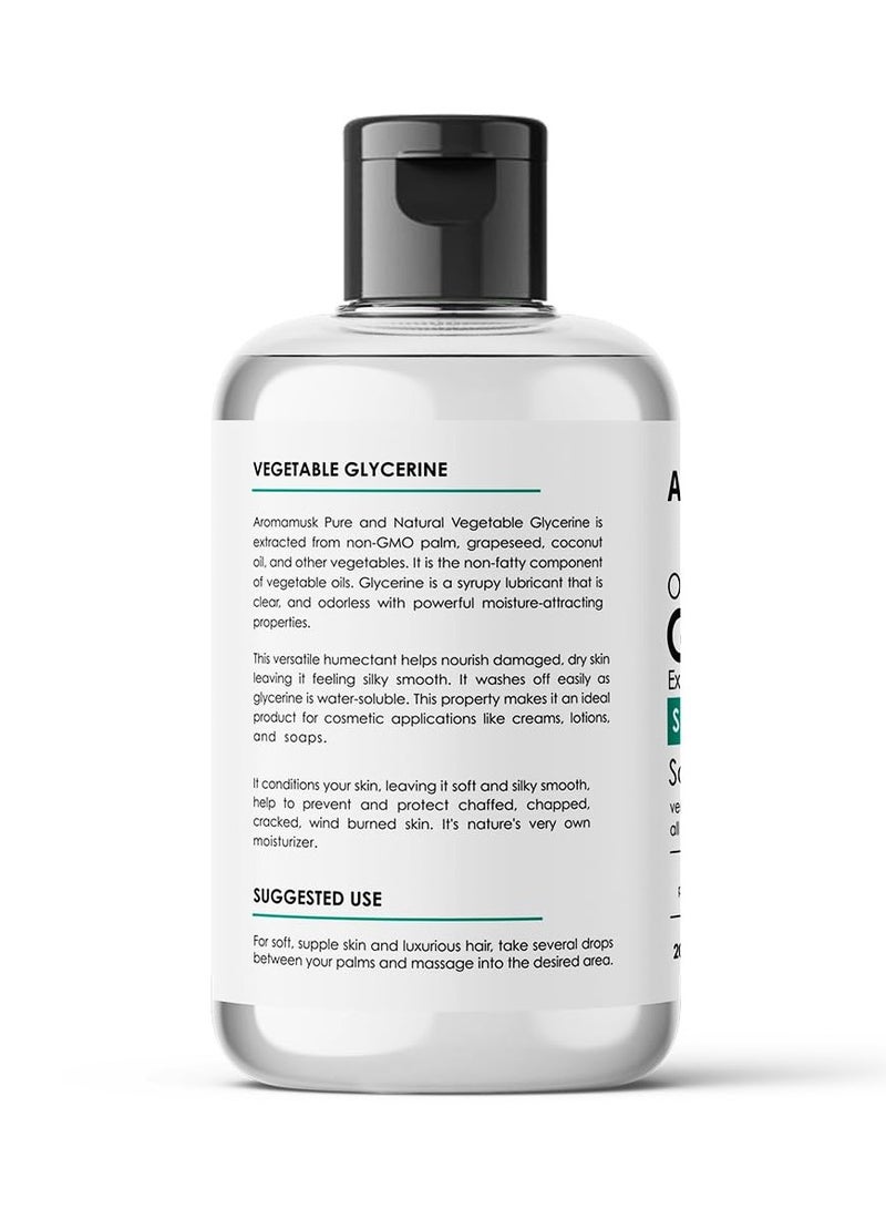 AromaMusk Organic And Pure Vegetable Glycerine For Face, 200ml Softens and Moisturize – Chemical Free, Hypoallergenic, All Natural - Image 2