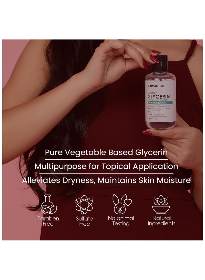 AromaMusk Organic And Pure Vegetable Glycerine For Face, 200ml Softens and Moisturize – Chemical Free, Hypoallergenic, All Natural - Image 4