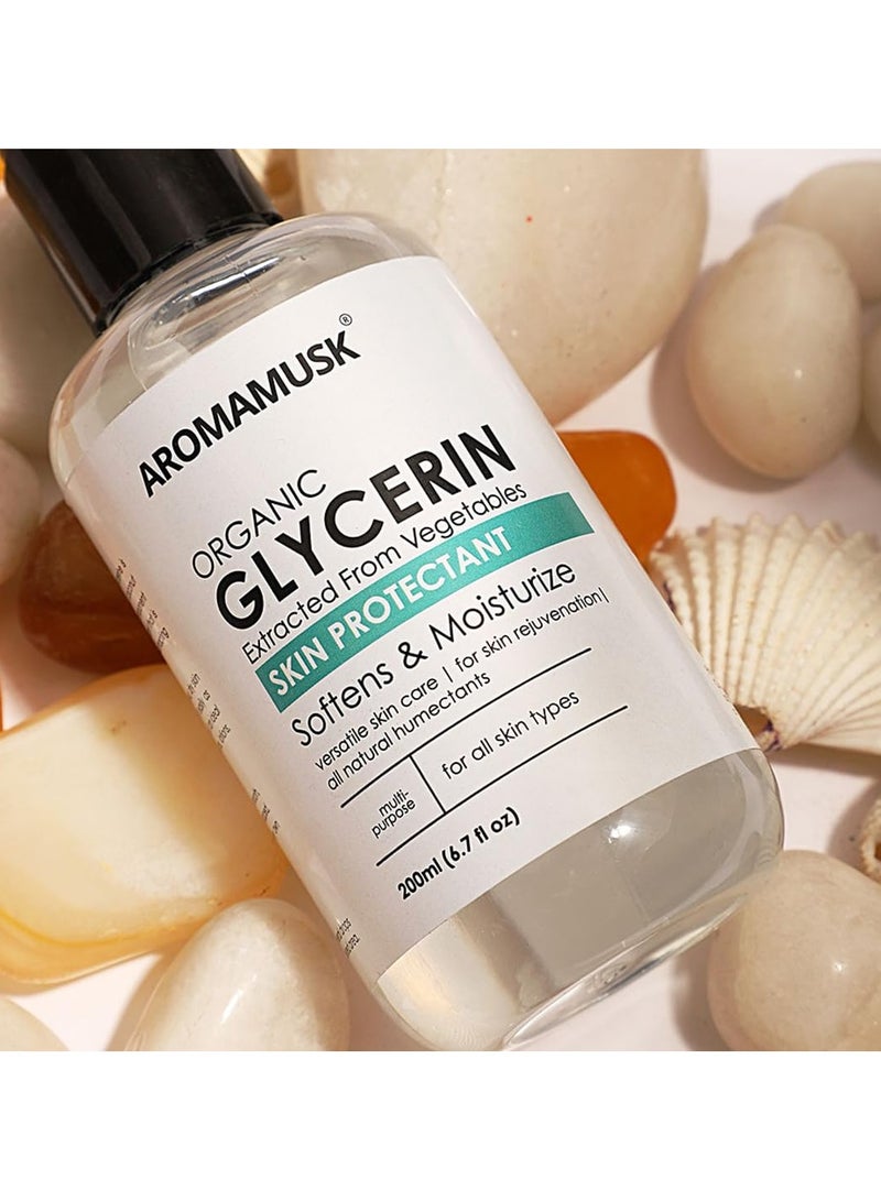 AromaMusk Organic And Pure Vegetable Glycerine For Face, 200ml Softens and Moisturize – Chemical Free, Hypoallergenic, All Natural - Image 5