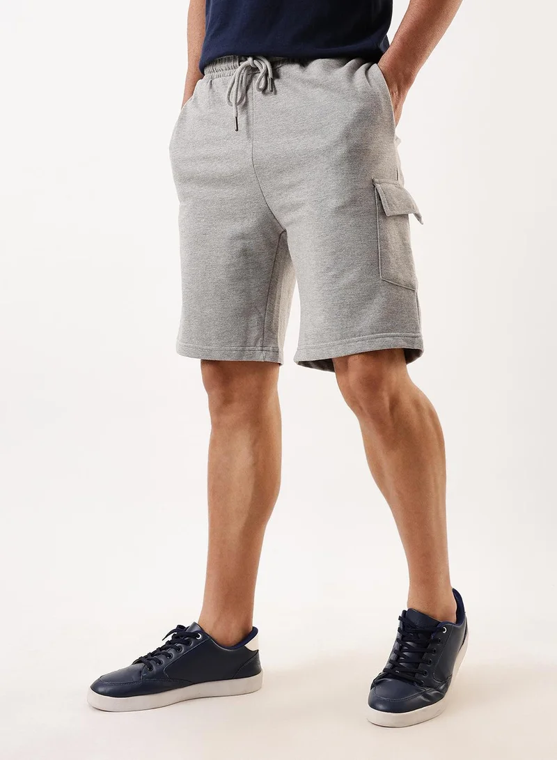 دينيس لينغو شورت رجالي رمادي ميلانج تيري بطول الركبة مريح