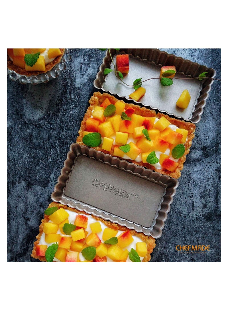 شيف ميد طقم صواني تارت مستطيل صغير 4 بوصة 4 قطع مع قاع فضفاض قابل للإزالة - Image 5