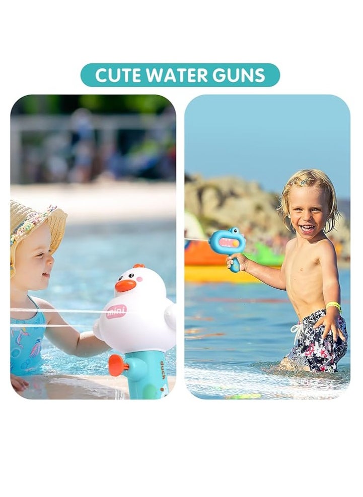 OUYoo - OUYoo Water Guns,2 Pack Cartoon Water Guns with Large Capacity for Kids,Cute Dinosaur Squirt Guns with 80ml Capacity,Summer Small Water Pistols Toys for Boys and Girls in Bath,Pool&Party（White blue） - Image 1