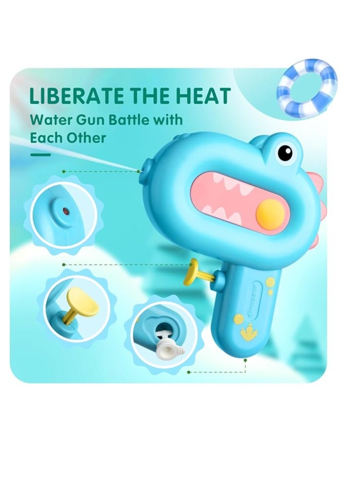 OUYoo - OUYoo Water Guns,2 Pack Cartoon Water Guns with Large Capacity for Kids,Cute Dinosaur Squirt Guns with 80ml Capacity,Summer Small Water Pistols Toys for Boys and Girls in Bath,Pool&Party（White blue） - Image 1