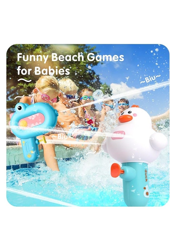 OUYoo - OUYoo Water Guns,2 Pack Cartoon Water Guns with Large Capacity for Kids,Cute Dinosaur Squirt Guns with 80ml Capacity,Summer Small Water Pistols Toys for Boys and Girls in Bath,Pool&Party（White blue） - Image 1