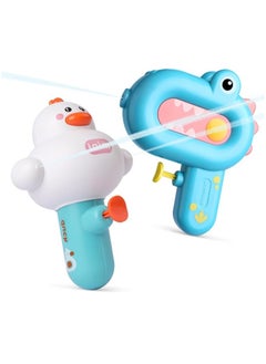OUYoo OUYoo Water Guns,2 Pack Cartoon Water Guns with Large Capacity for Kids,Cute Dinosaur Squirt Guns with 80ml Capacity,Summer Small Water Pistols Toys for Boys and Girls in Bath,Pool&Party（White blue）  - Image 1