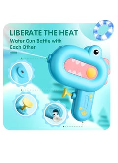 OUYoo OUYoo Water Guns,2 Pack Cartoon Water Guns with Large Capacity for Kids,Cute Dinosaur Squirt Guns with 80ml Capacity,Summer Small Water Pistols Toys for Boys and Girls in Bath,Pool&Party（White blue）  - Image 5
