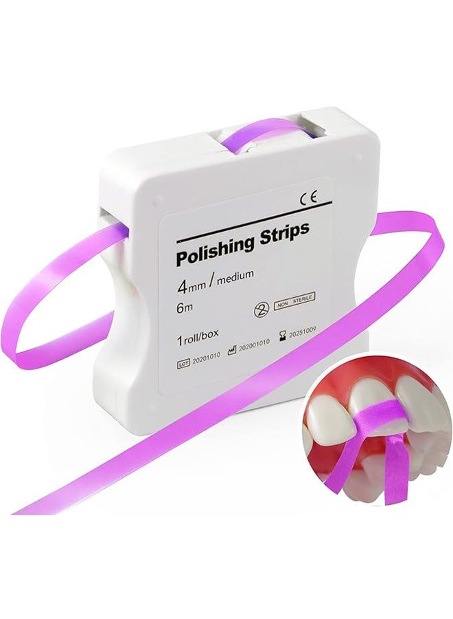 4 مم × 6 م شرائط تلميع الأسنان، أداة تنظيف الأسنان الدقيقة بالفم، طحن الراتنج تبيض سطح الأسنان -أحمر، متوسط - Image 1