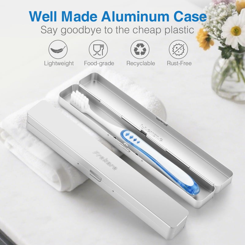 Frekare Toothbrush Travel Case Aluminum, Manual Tooth Brush Holder for Traveling, Portable Toothbrush Container for Bathroom, Camping, Business Trip, School (Silver) - Image 2