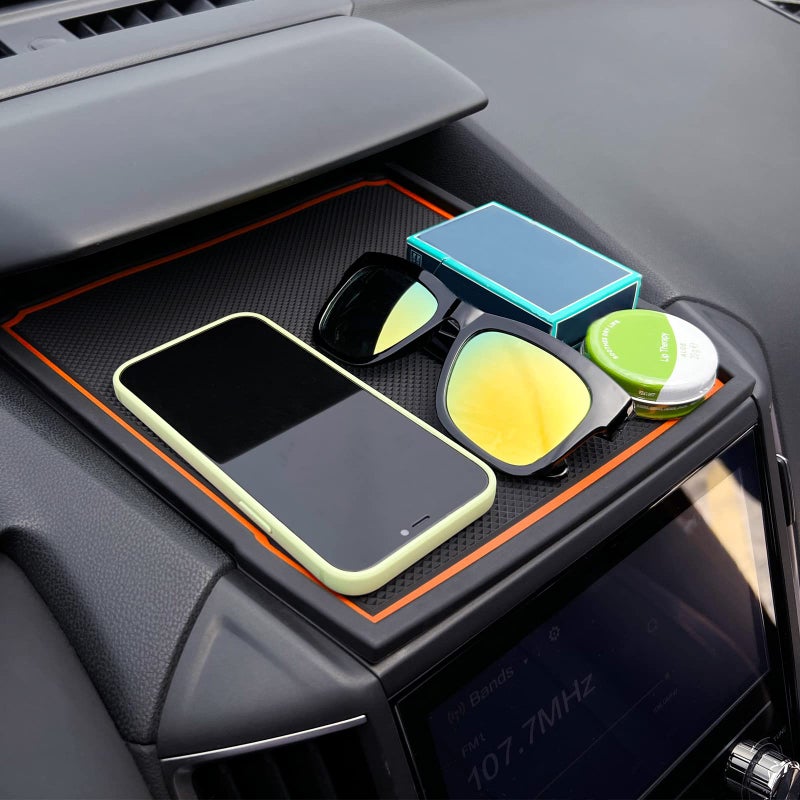 JKCOVER Dashboard Mats Compatible with Subaru Crosstrek/Impreza 2018-2022 2023 and Subaru Forester 2019-2024 Accessories Center Console Liner Mats Inserts Rubber mats ï¼ˆOrangeï¼‰ - Image 4