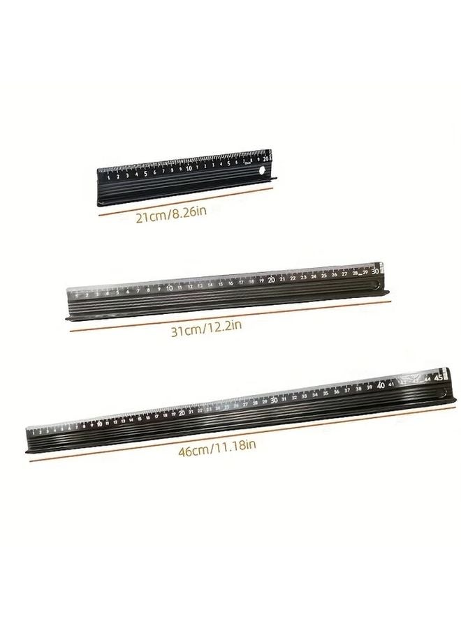 Multifunctional Aluminum Ruler Set 11.81 Inches With Cutting Protection And Non Slip Pads - Image 4