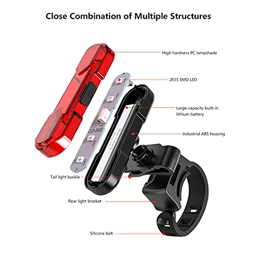 ShivExim® New Rechargeable Light Waterproof Bicycle LED Tail Saddle Safety Warning Light LED Rear Break Light (RED) - Image 4