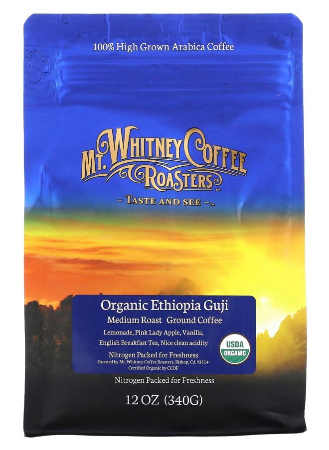 MT. WHITNEY COFFEE ROASTERS Organic Ethiopia Guji Ground Coffee Medium Roast 12 oz (340 g) 