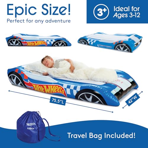 FUNBOY Hot Wheels & FUNBOY Kids Sleepover Bed & Air Mattress. Perfect for Sleepovers. Includes Carrying Storage Bag, Twin - Image 4