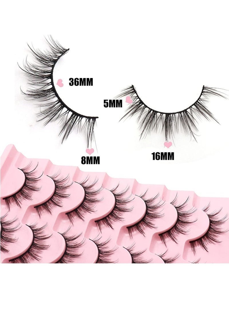 GlamKit 10 Pairs of Transparent Ribbon Semi-Eyelashes, Tri-dimensional Soft Synthetic Fur Short Length Eyelashes, Natural Soft Eyelashes for Makeup Ribbons Eyelashes, Eyelashes, Length Eyelashes, Synthetic Eyelashes - Image 5