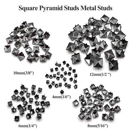 Honigo Black 150pcs Square Pyramid Studs Metal Studs Spikes for Clothing,Shoe,Leather,Jacket,Punk,Crafts,Clothes,Jeans,Jewelry4/6/8/10/12mm - Image 4