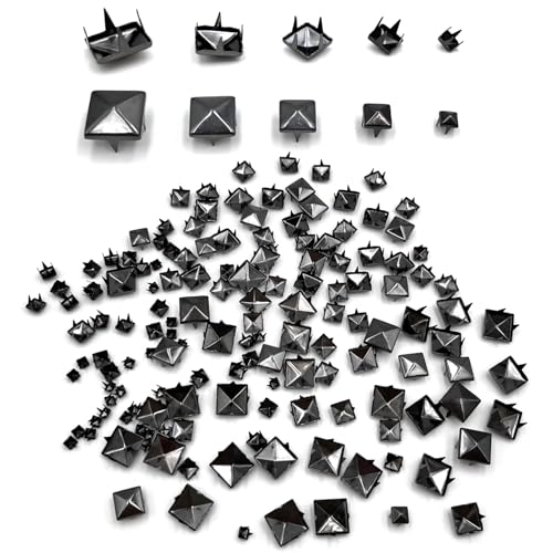 Honigo Black 150pcs Square Pyramid Studs Metal Studs Spikes for Clothing,Shoe,Leather,Jacket,Punk,Crafts,Clothes,Jeans,Jewelry4/6/8/10/12mm - Image 5