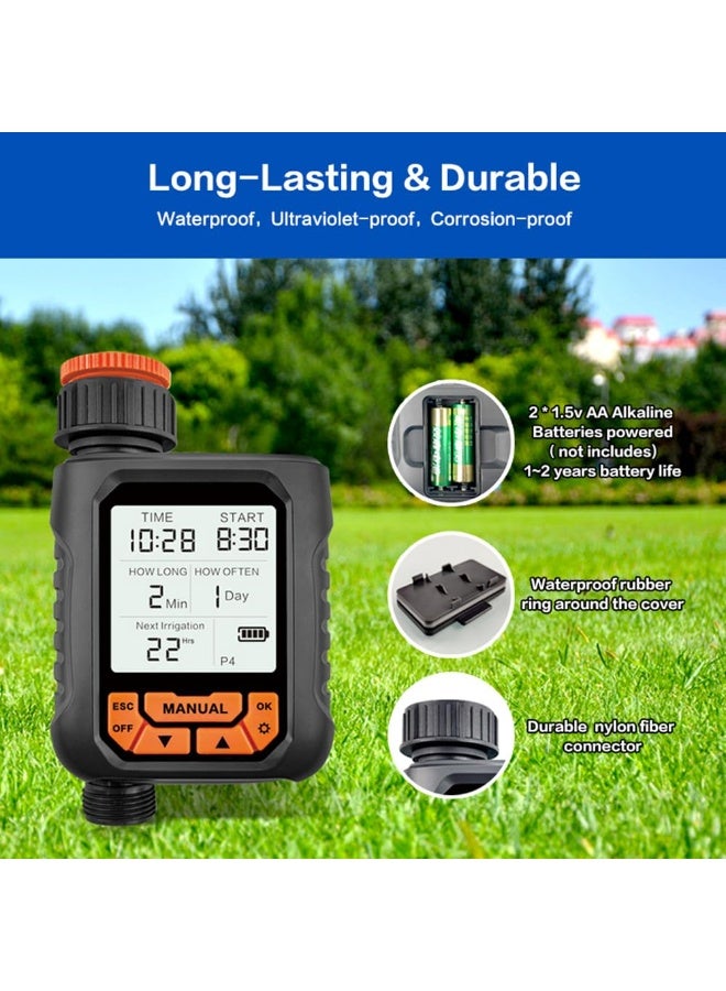 مؤقت ري خارجي لحديقة الخرطوم، بشاشة LCD كبيرة، وبرمجة لري الحديقة والحديقة، وضع يدوي/تلقائي - Image 5