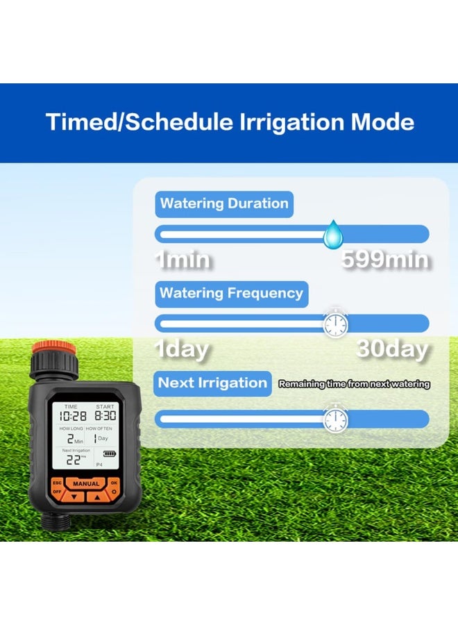 مؤقت ري خارجي لحديقة الخرطوم، بشاشة LCD كبيرة، وبرمجة لري الحديقة والحديقة، وضع يدوي/تلقائي - Image 4