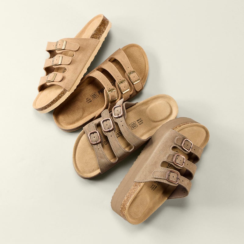 Project Cloud 100% Genuine Leather Summer Sandals for Women 2026 - Memory Foam & Cork Footbed Beach Vacation Essentials Womens Sandals Comfortable Slides for Women Footwear (Capri,BRWNACT,10) - Image 3