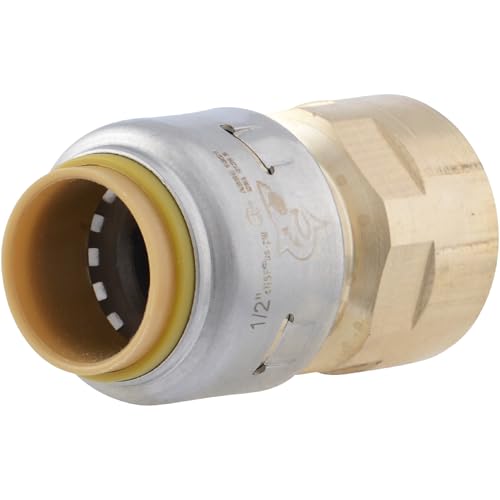SharkBite Max 1/2 x 1/2 Inch FNPT Adapter, Push To Connect Brass Plumbing Fitting, PEX Pipe, Copper, CPVC, PE-RT, HDPE, UR072A - Image 1