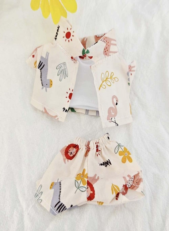 Jemant Doll Clothes Set for 17cm Doll Cartoon Animals Jacket Vest Pants Colorful Glasses Duck Slippers Hawaiian Style Fashion Doll Clothing Bundle & Outfit Set for Dolls Fans (White) - Image 3