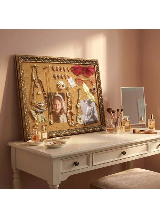 FOLKOR Cork Bulletin Board 16x20 with Vintage Gold Ornate Frame, Decorative Framed Pin Notice Board for Memo Family Calendar Schedules Recipes, Antique Wall Decor for Classroom Home Office Kitchen - Image 4