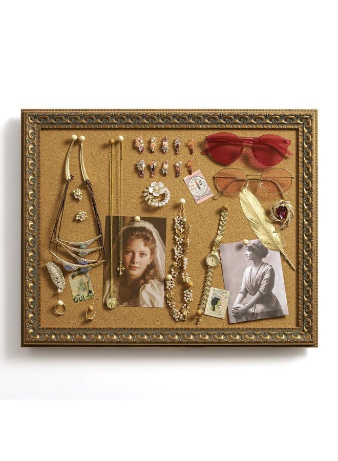 FOLKOR Cork Bulletin Board 16x20 with Vintage Gold Ornate Frame, Decorative Framed Pin Notice Board for Memo Family Calendar Schedules Recipes, Antique Wall Decor for Classroom Home Office Kitchen - Image 1