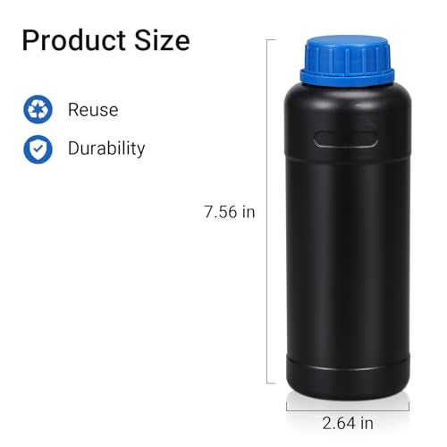 ASEVAT 169oz500ml HDPE Darkroom Chemical Storage Bottles Photographic Plastic Containers with lids Empty Liquid Container for Film Photo Developing Processing Equipment Laboratories 3pcs - Image 3