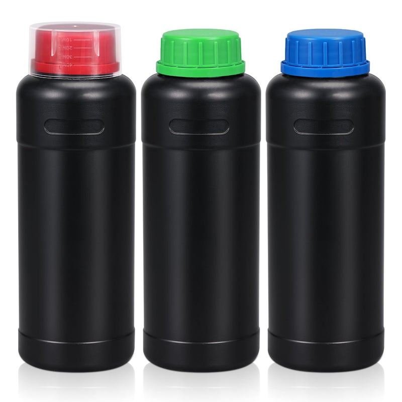 ASEVAT 169oz500ml HDPE Darkroom Chemical Storage Bottles Photographic Plastic Containers with lids Empty Liquid Container for Film Photo Developing Processing Equipment Laboratories 3pcs - Image 2