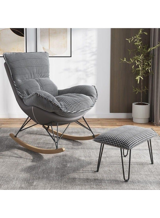 GGEROU كرسي هزاز مع وسادة مبطنة، كرسي هزاز حديث، كرسي هزاز من القماش - Image 3