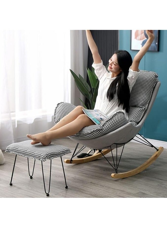 GGEROU كرسي هزاز مع وسادة مبطنة، كرسي هزاز حديث، كرسي هزاز من القماش - Image 4