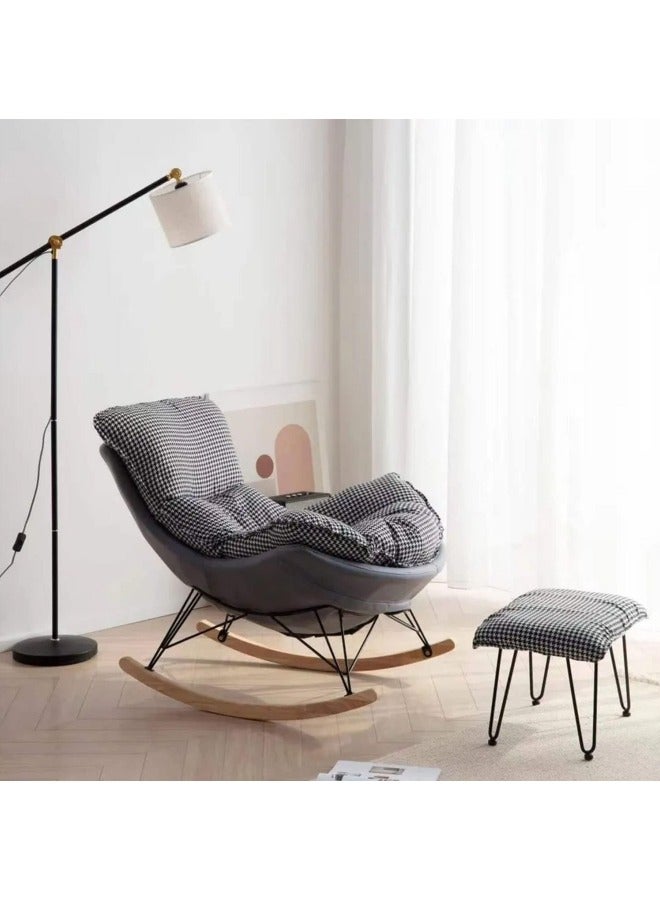 GGEROU كرسي هزاز مع وسادة مبطنة، كرسي هزاز حديث، كرسي هزاز من القماش - Image 5