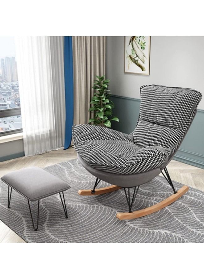 GGEROU كرسي هزاز مع وسادة مبطنة، كرسي هزاز حديث، كرسي هزاز من القماش - Image 1