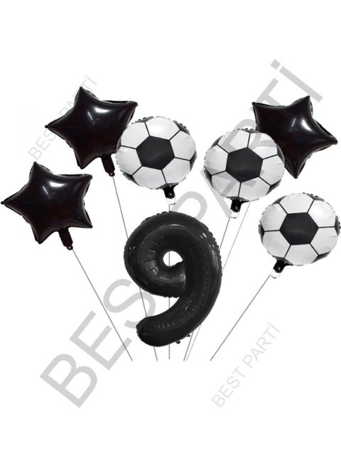 Best Party Star Number Football Pattern Foil Balloon Set Age 9